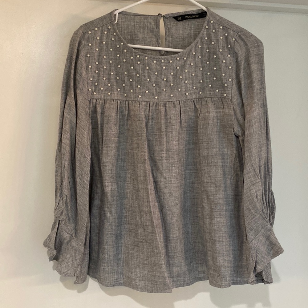 Like New Zara Pearl Blouse - Size Medium
